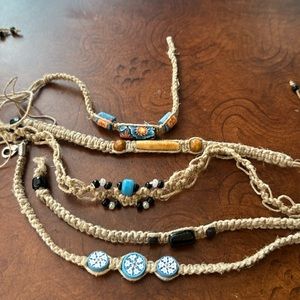Assortment of hemp jewelry - bracelet/choker
